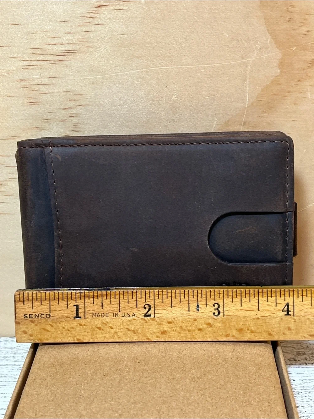 NWT Serman Brands 1.S RFID Blocking Full Grain Slim Texas Brown Wallet